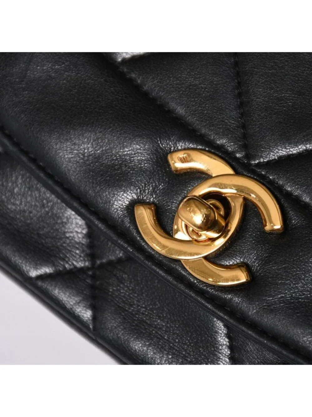 Chanel Diana 25 S Flap S Chain Shoulder Bag CC Logo Lambskin Black Gold 4
